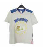 02SS 両面プリント Vネック Tシャツ カットソー 半袖 46 グレー 国内正規