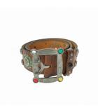 エイチティーシー HTC スタッズ レザーバックルベルト 小物 ブラウン 茶