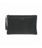 プラダ PRADA トライアングルロゴ セカンドバッグ クラッチバッグ ナイロン×レザー 鞄 ブラック 黒