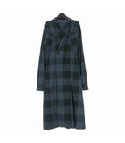 ユリウス JULIUS 18SS ベルト付き チェック ロングコート ガウン ジャケット 長袖 ブルー/ブラック 617SHM2