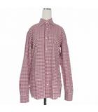 バルバ BARBA ロングスリーブブロックチェックシャツ ブラウス 長袖 39 レッド/ホワイト