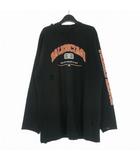 バレンシアガ BALENCIAGA 22SS ダメージ加工 プリント ロングスリーブTシャツ カットソー 長袖 L ブラック 黒 681046 国内正規