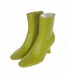 Pointed Heeled Boots レザーショートブーツ ヒール 靴 37 グリーン 緑 S59WU0212 P2451 国内正規