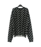 バレンシアガ BALENCIAGA Mini Allover Logo Sweater ロゴ 総柄 クルーネックニット セーター 長袖 XS ブラック/ホワイト 719654 T1660 国内正規