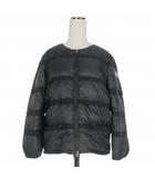 モンクレール MONCLER HINAKO スタッズ 八分袖ノーカラーダウンジャケット ブルゾン 1 ブラック 黒 131-09S-46321-05 国内正規