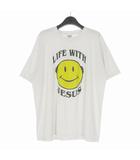 ヴィンテージ VINTAGE フルーツオブザルーム FRUIT OF THE LOOM 1998年 90's M&M LIFE WITH JESUS スマイルTシャツ カットソー 半袖 XL ホワイト 白
