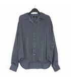 ハレ HARE オープンカラー サテンシャツ トップス 長袖 S ブルー 青 HA020847AD