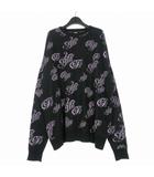 × マイン MYne Jacquard Knit Pullover ロゴジャガード ニット セーター 長袖 2 ブラック/パープル GCLPO102