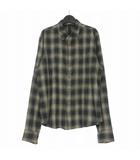 クロムハーツ CHROME HEARTS Loose Ends ルーズエンド クロスボールボタン レザークロスパッチ チェックシャツ 長袖 L ブラック 黒