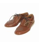 メゾンマルジェラ Maison Margiela Stringate Spliced in pelle アシンメトリー レザー デッキシューズ 靴 41 ブラウン 茶