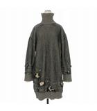 エムエムシックス メゾンマルジェラ MM6 Maison Margiela 24AW リバーシブル ダメージ加工 リブニットワンピース ドレス 長袖 S ブラック/ベージュ S62DA0031 国内正規