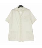 メゾンマルジェラ Maison Margiela 25SS Wide Sleeve Shirt コットンシルク ストライプ オープンカラーシャツ 半袖 46 アイボリー/ブラック S50DR0009 国内正規