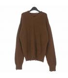 エムエムシックス メゾンマルジェラ MM6 Maison Margiela 25AW ダメージ加工 ウールブレンドVネックセーター ニット S ブラウン 茶 SH0HN0003 M13138 国内正規
