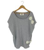 カオン Kaon カットソー ノースリーブ ビジュー パールモチーフ リボン 無地 サイズ36 グレー QQQ