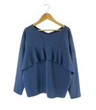 シップス SHIPS カットソー Tシャツ フリル Vネック 長袖 無地 ブルー QQQ