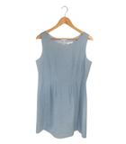 エフデ ef-de ワンピース ノースリーブ ひざ丈 裏地付き 無地 水色 サイズ15 QQQ