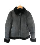 エンメティ EMMETI GIAPPONE-145 ダウン ジャケット ムートン レザー ボア 裏起毛 無地 ブラック サイズ50 QQQ