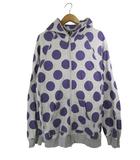 ユナイテッドアローズ UNITED ARROWS パーカー ジップアップ 長袖 ドット 総柄 裏地 パイル サイズL グレー パープル QQQ