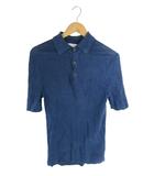  フィリッポデローレンティス FILIPPO DE LAURENTII プルオーバー ポロシャツ 半袖 透け感 メッシュ地 無地 ネイビー サイズ48 QQQ