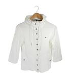 トミーヒルフィガー TOMMY HILFIGER パーカー 五分袖 ボタン フード ワンポイント 刺繍 無地 ホワイト サイズL 国内正規 QQQ