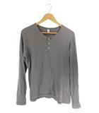  AUTHENTIC ORIGINAL VINTAGE STYLE Tシャツ クルーネック 長袖 ボタン 無地 グレー サイズL QQQ