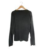 インデックス INDEX リブ ニット カットソー 長袖 無地 フリル サイズL 黒 QQQ