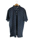  IGNIO イグニオ ポロシャツ 半袖 ボタン 総柄 ゴルフ ウェア サイズL ネイビー QQQ