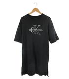 ワンピース 半袖 刺繍 ロゴ ひざ丈 サイズS 黒 国内正規 QQQ