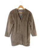 ニコアンド Niko and.. コート ジャケット ファー ノーカラー 起毛 長袖 ボタン 無地 ブラウン サイズ3 QQQ