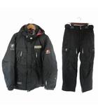 エレッセ ellesse E-8010 セットアップ 上下セット スキー スノーボード ウェア アウトドア ダウン ジャケット フード ジップアップ パンツ ロゴ 総柄 ブラック サイズL QQQ