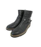 ダイアナ DIANA ブーツ エンジニア ショート ベルト サイドジップ 無地 ブラック サイズ23.5 QQQ