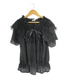 アクシーズファム axes femme ロリータ シャツ ブラウス チュール 半袖 リボン サイズM 黒 QQQ