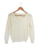 ナイスクラップ NICE CLAUP プルオーバー ニット Vネック 長袖 無地 アイボリー QQQ