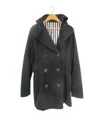 Pコート ピー コート 無地 裏地 ストライプ サイズF 黒 QQQ