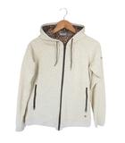 コロンビア Columbia パーカー ジャケット ジップアップ 長袖 フード 裏起毛 ロゴ 刺繡 花柄 ワンポイント ライトグレー サイズM QQQ