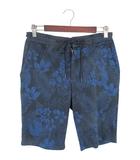 ビームスハート BEAMS HEART パンツ ハーフ ショート ストレッチ 伸縮 花柄 総柄 ブルー サイズS QQQ