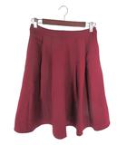 レプシィム ローリーズファーム LEPSIM LOWRYS FARM スカート ひざ丈 フレア ジッパー ゴムウエスト 裏地 無地 ワインレッド サイズM QQQ