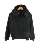 メルシーボークー mercibeaucoup ジャケット ウール フード シングルブレスト ボタン リブ 無地 ブラック サイズ1 QQQ