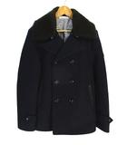 デラックス Deluxe Pコート 衿ボア 無地 サイズS 34-36 ネイビー QQQ