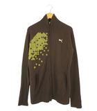 プーマ PUMA ニット カーディガン ジップアップ プリント 刺繍 ロゴ 長袖 サイズ L ブラウン QQQ