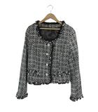 ジャイロ JAYRO ノーカラー ツイード ジャケット フリル 長袖 オケージョン サイズM マルチカラー QQQ