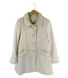 グラシア GLACIER ステンカラー コート ジャケット ファー 起毛 ボタン ラメ 無地 アイボリー サイズM QQQ