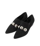 エルメス HERMES ローファー スウェード 丸 スタッズ 靴 サイズ 36 1/2 黒 QQQ