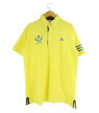 アディダス adidas ポロシャツ ゴルフウエア 半袖 ボタンダウン ロゴ 刺繍 イエロー サイズ M 国内正規 QQQ