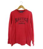 ノーティカ NAUTICA Tシャツ クルーネック 長袖 ロゴ プリント S サイズ レッド QQQ