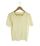 エフデ ef-de プルオーバー ニット ラウンドネック 半袖 無地 サイズ9 クリームイエロー QQQ