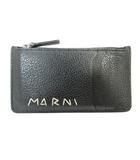 マルニ MARNI M033 カード ケース コイン 小銭入れ 名刺 ジッパー レザー ロゴ ワンポイント ブラック QQQ