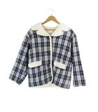 アンレクレ en recre 裏ボア ジャケット ボタン タータン チェック柄 ジュニア サイズ150 ネイビー系 QQQ