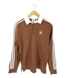 アディダス adidas プルオーバー ポロシャツ ラガーシャツ 長袖 ロゴ 刺繡 ワンポイント ブラウン サイズM 国内正規 QQQ