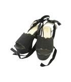 ワンアフター アナザー ナイスクラップ one after another NICE CLAUP サンダル 厚底 レースアップ 無地 ベロアリボン ブラック サイズ L QQQ